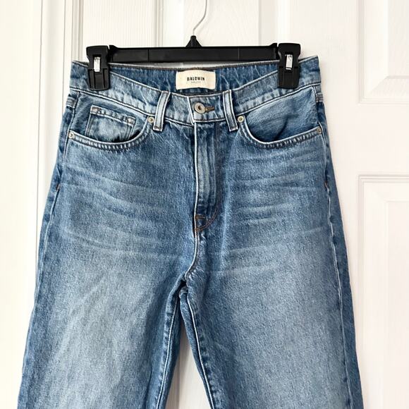 Baldwin Therese High Rise Classic Straight in Pure Wash Denim Jeans Women 26 - Picture 3 of 12